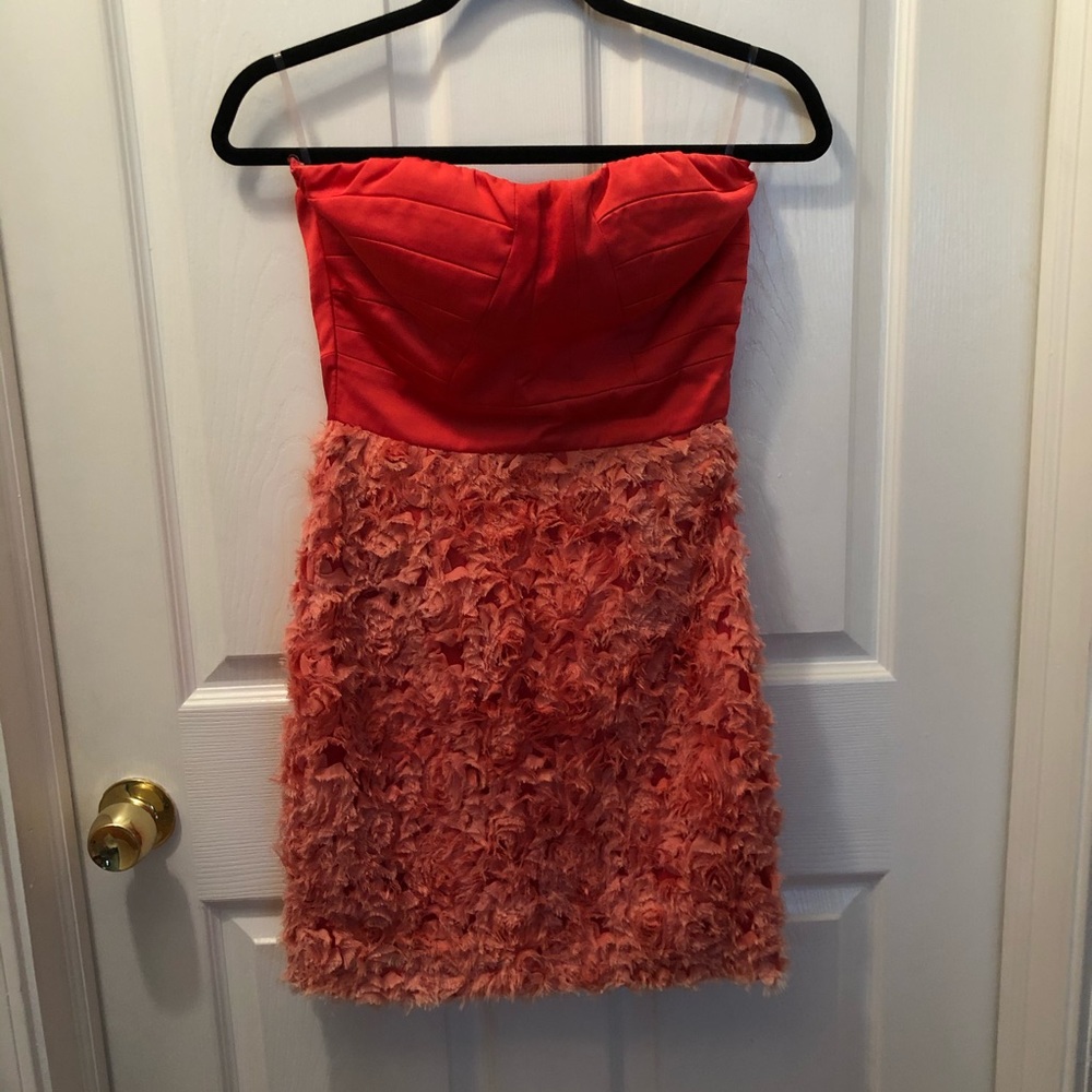 Dusty orange strapless dress